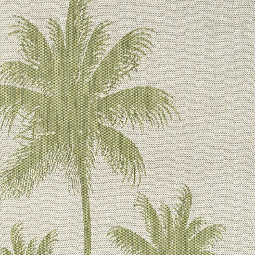 5' X 7' Beige And Green Palm Tree Indoor Outdoor Area Rug