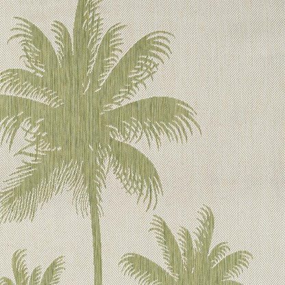 5' X 7' Beige And Green Palm Tree Indoor Outdoor Area Rug