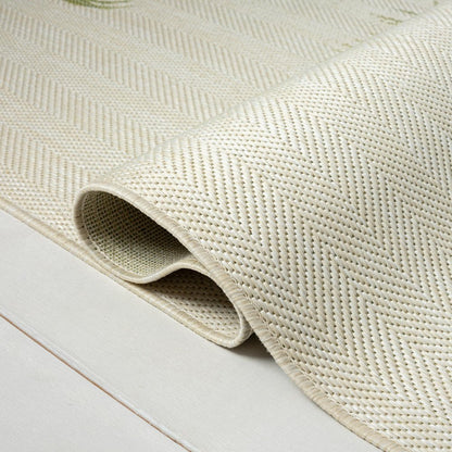 5' X 7' Beige And Green Palm Tree Indoor Outdoor Area Rug