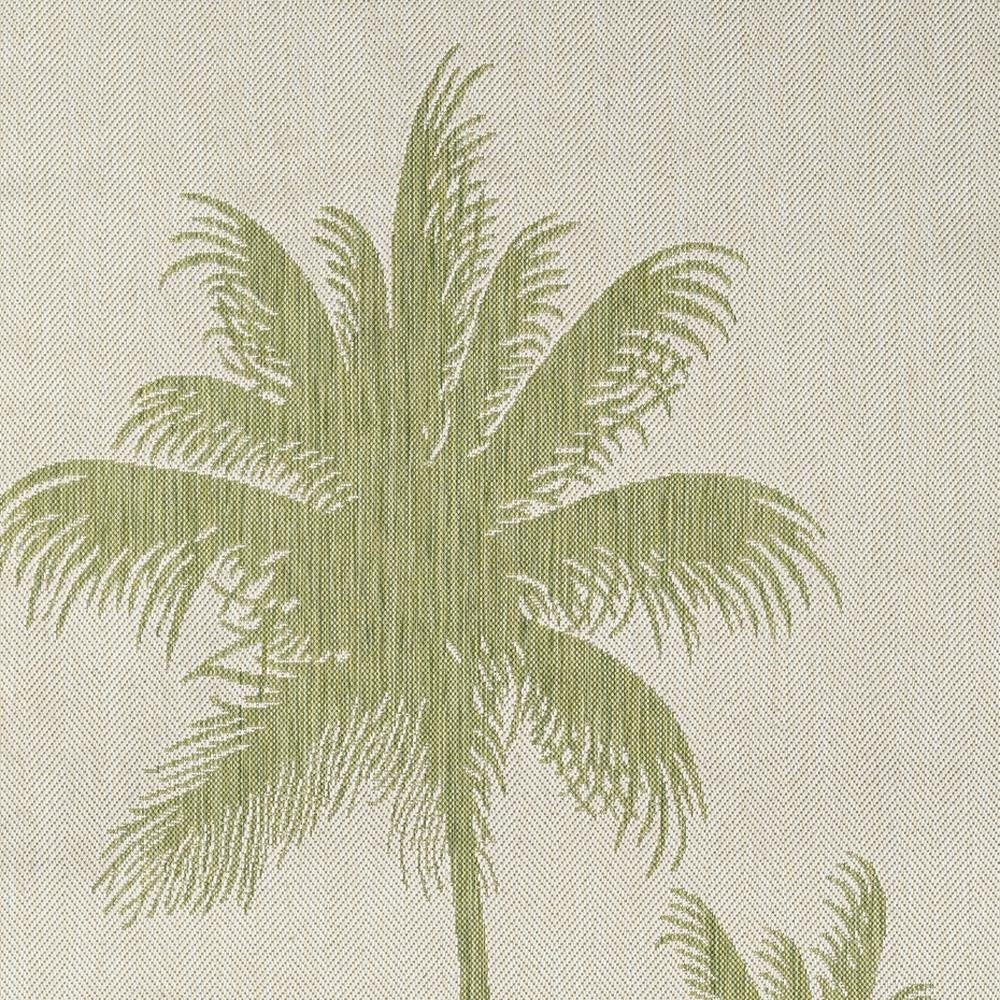 5' X 7' Beige And Green Palm Tree Indoor Outdoor Area Rug
