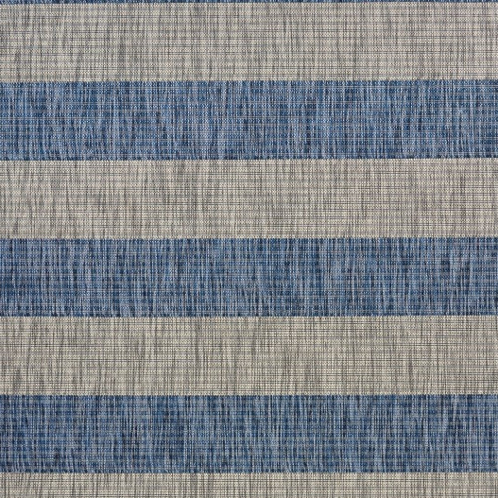 2' X 3' Blue And Gray Striped Indoor Outdoor Area Rug