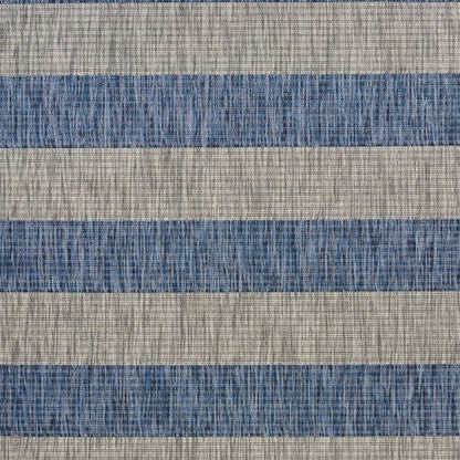 5' X 7' Blue And Gray Indoor Outdoor Area Rug