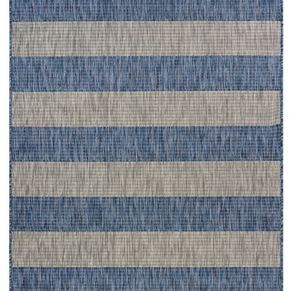 5' X 7' Blue And Gray Indoor Outdoor Area Rug