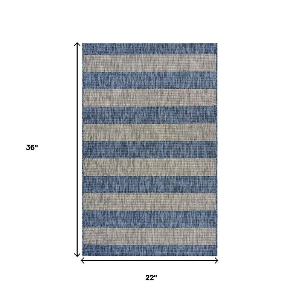 5' X 7' Blue And Gray Indoor Outdoor Area Rug