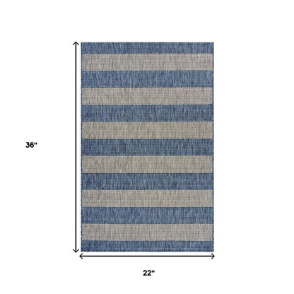 5' X 7' Blue And Gray Indoor Outdoor Area Rug