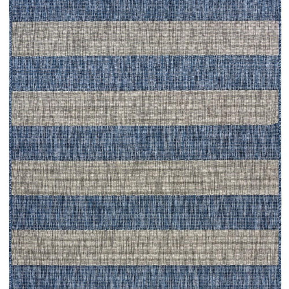 5' X 7' Blue And Gray Indoor Outdoor Area Rug