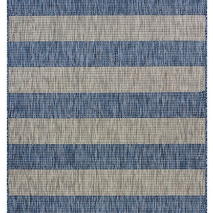 5' X 7' Blue And Gray Indoor Outdoor Area Rug