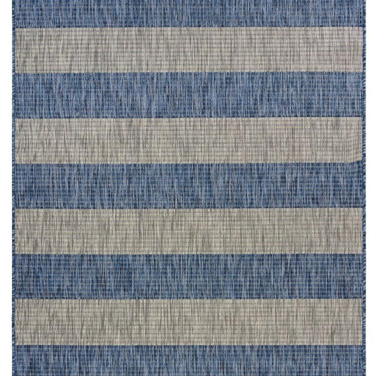 5' X 7' Blue And Gray Indoor Outdoor Area Rug