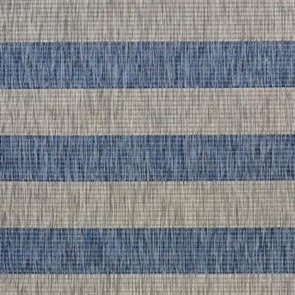 5' X 7' Blue And Gray Indoor Outdoor Area Rug