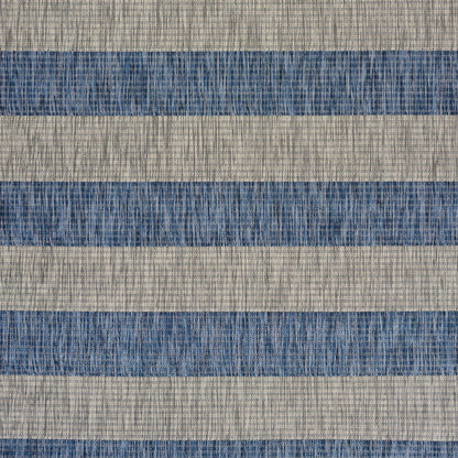 5' X 7' Blue And Gray Indoor Outdoor Area Rug