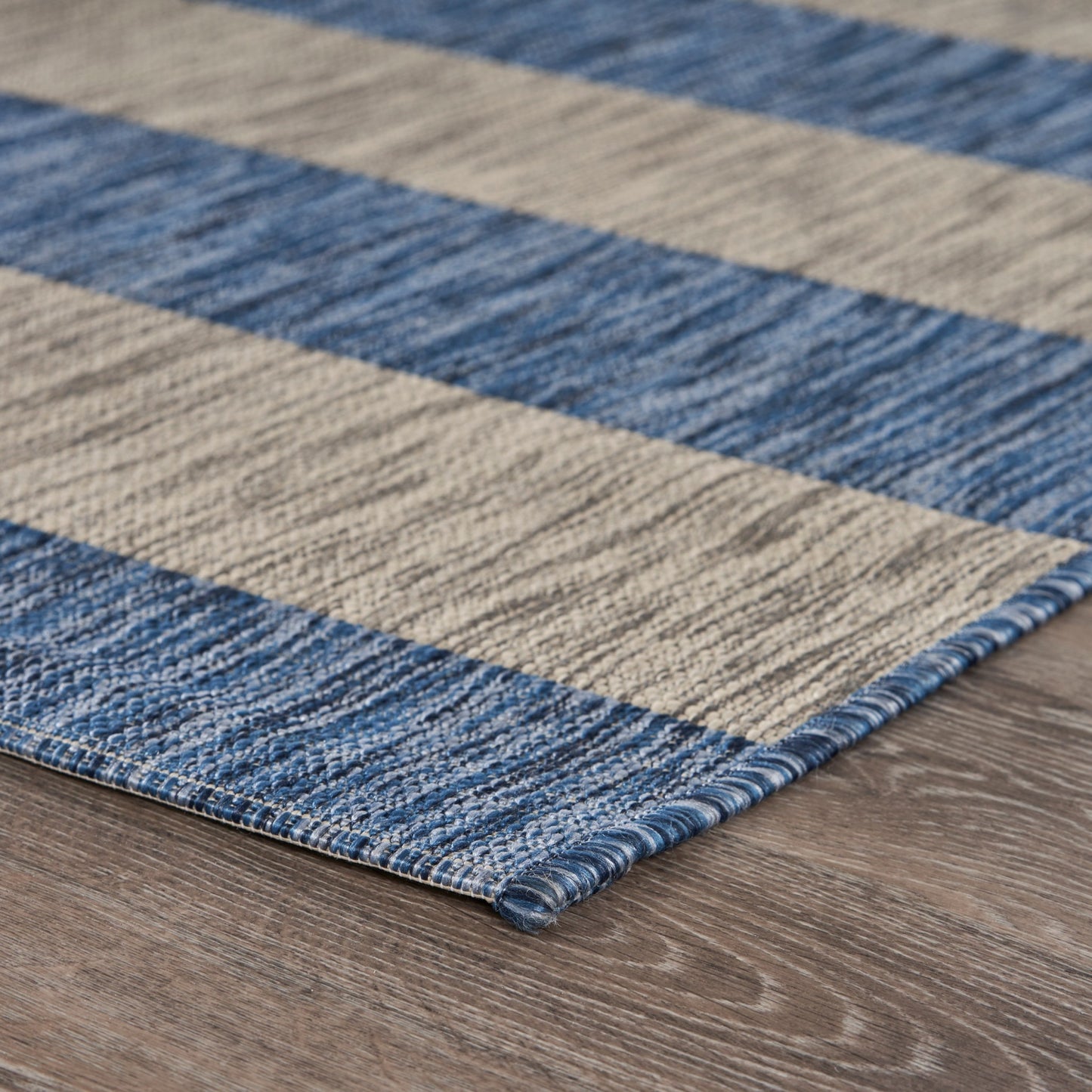 2' X 3' Blue And Gray Striped Indoor Outdoor Area Rug