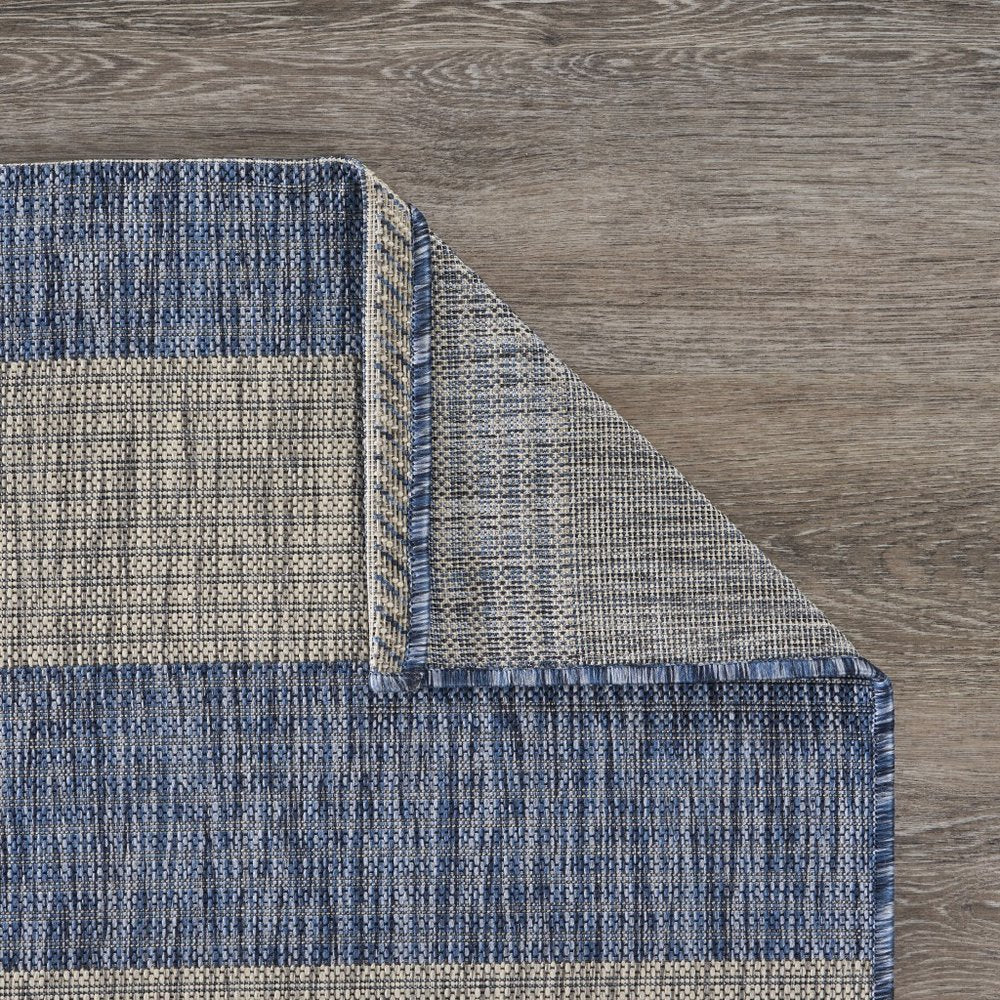 5' X 7' Blue And Gray Indoor Outdoor Area Rug
