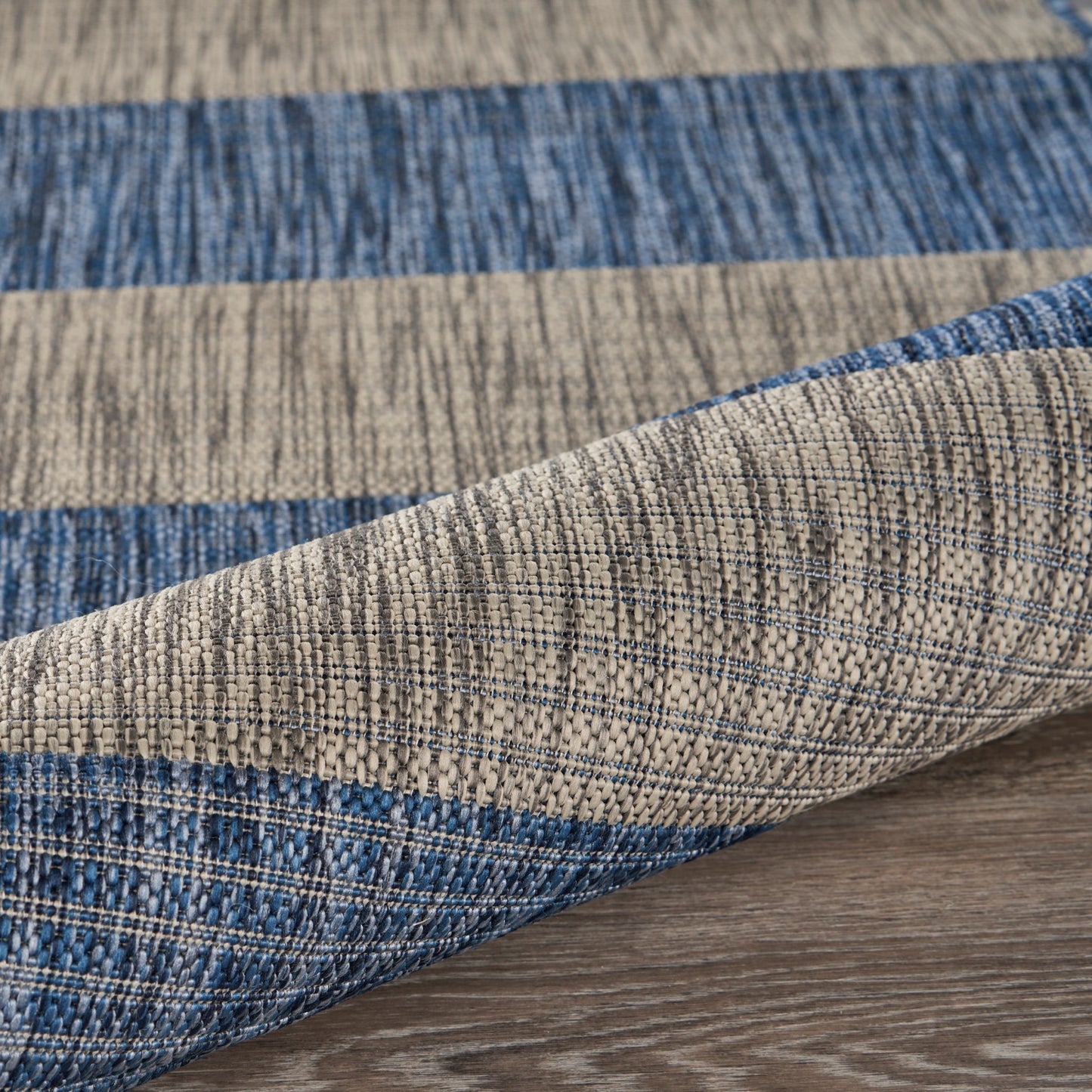 2' X 3' Blue And Gray Striped Indoor Outdoor Area Rug