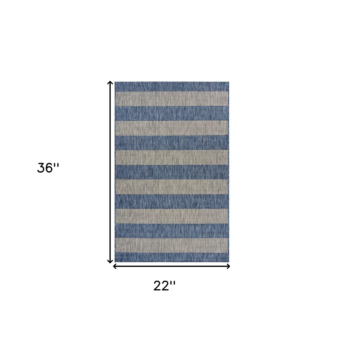 2' X 3' Blue And Gray Striped Indoor Outdoor Area Rug