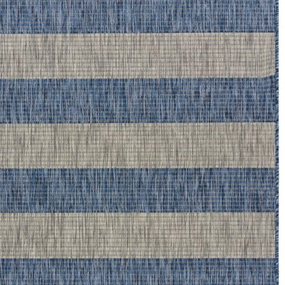 5' X 7' Blue And Gray Indoor Outdoor Area Rug