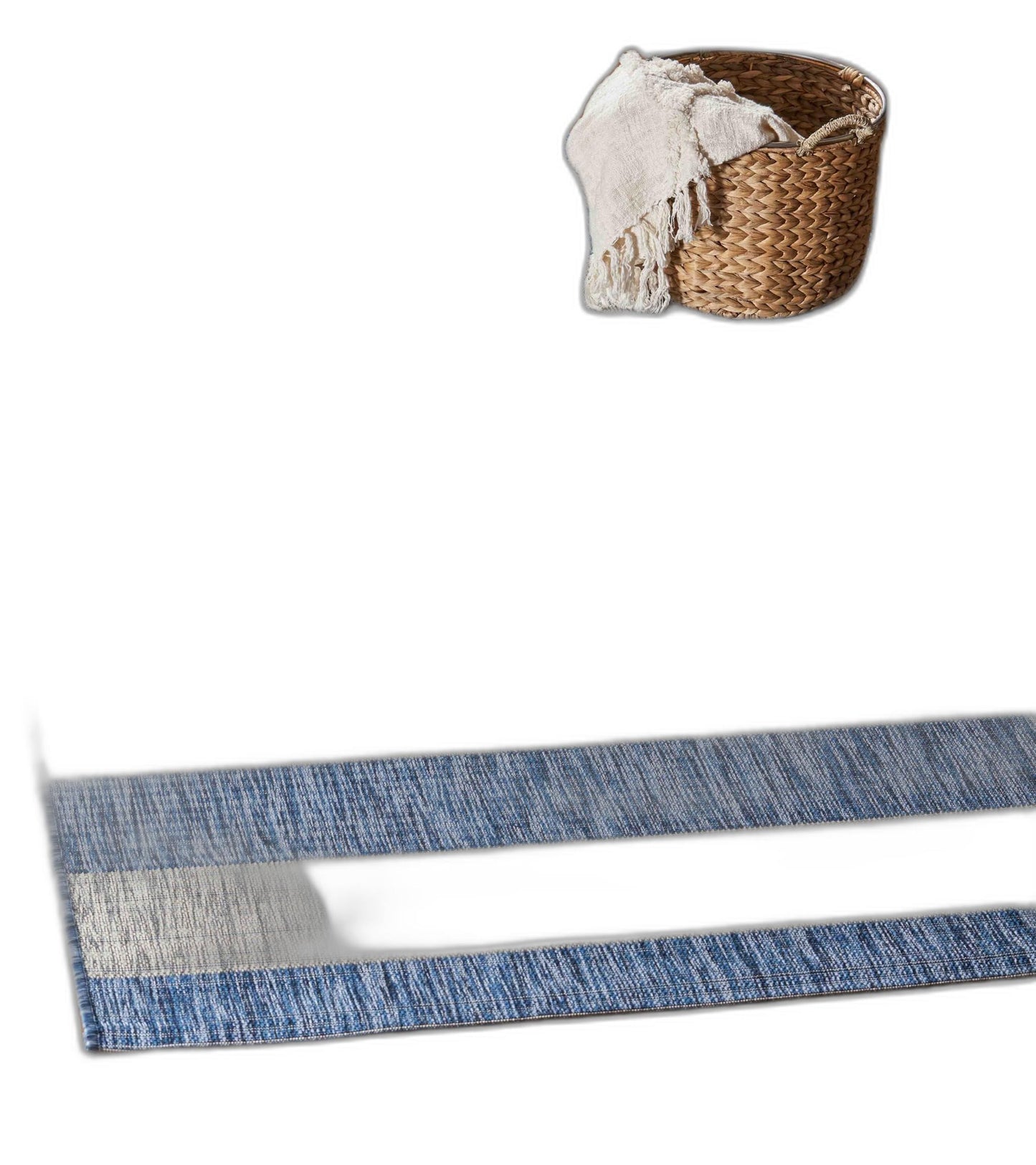 2' X 3' Blue And Gray Striped Indoor Outdoor Area Rug