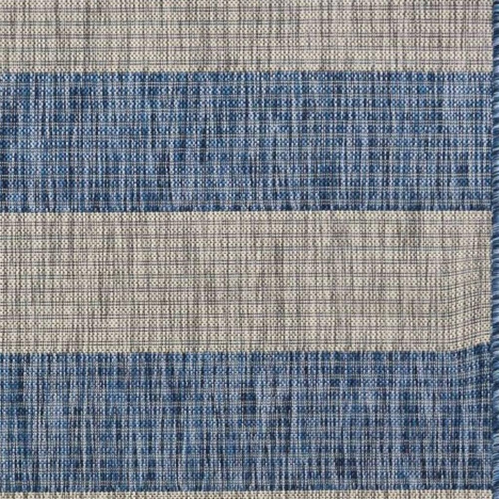 5' X 7' Blue And Gray Indoor Outdoor Area Rug