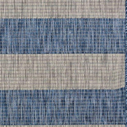 5' X 7' Blue And Gray Indoor Outdoor Area Rug