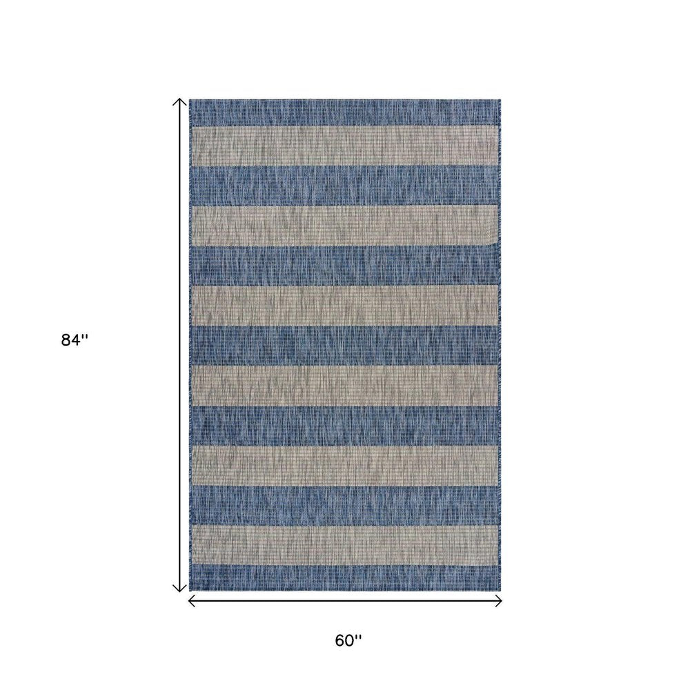 8' X 10' Blue And Gray Indoor Outdoor Area Rug