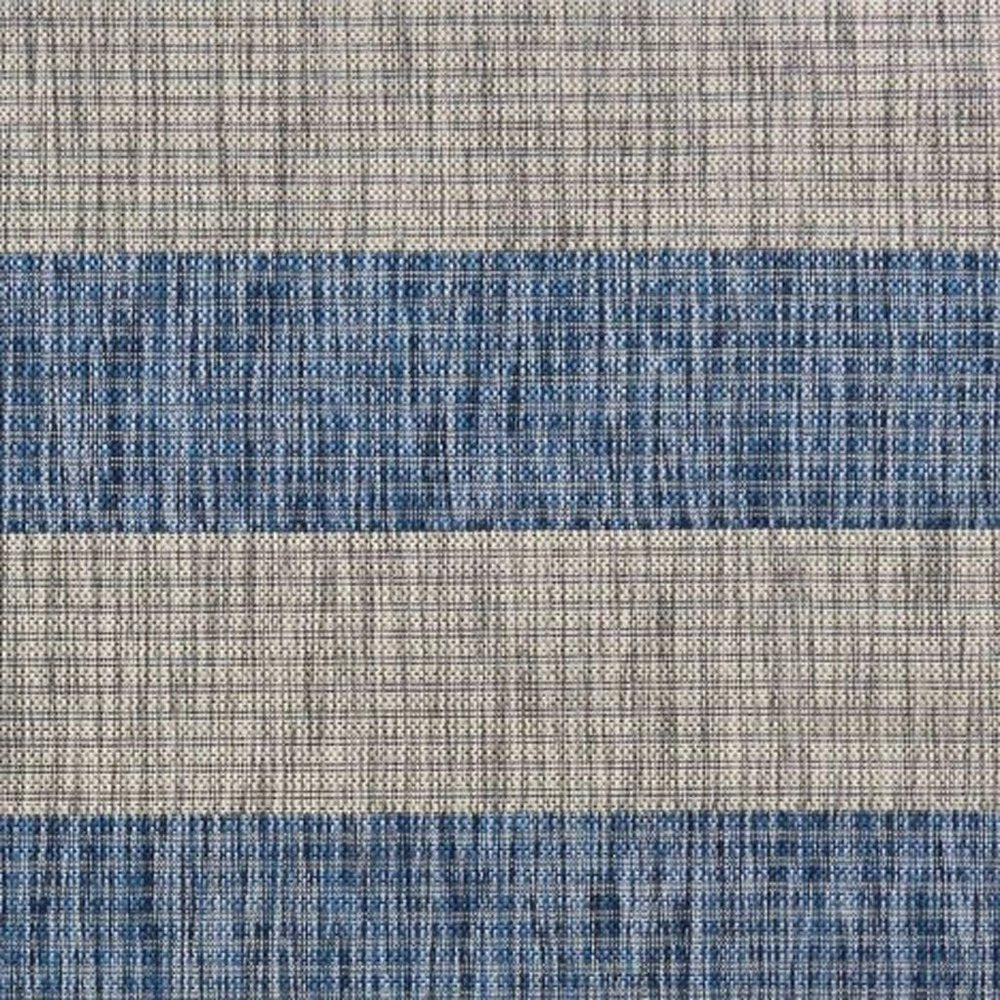 5' X 7' Blue And Gray Indoor Outdoor Area Rug
