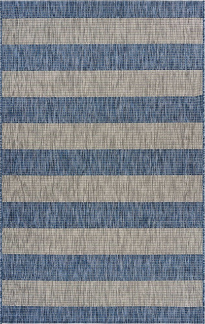 8' X 10' Blue And Gray Indoor Outdoor Area Rug