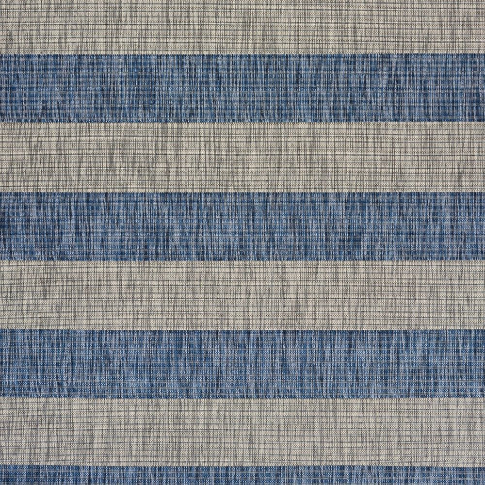 5' X 7' Blue And Gray Striped Indoor Outdoor Area Rug