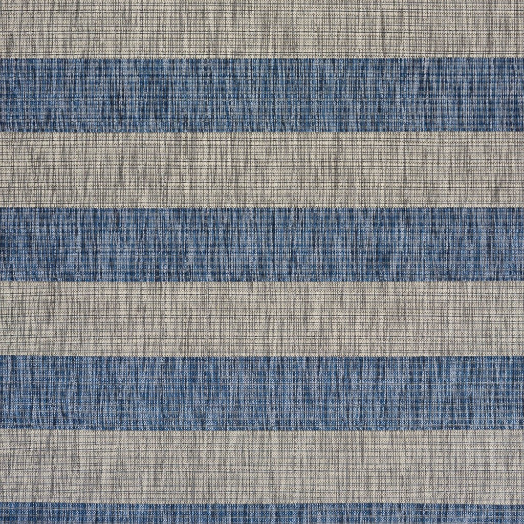 2' X 3' Blue And Gray Striped Indoor Outdoor Area Rug