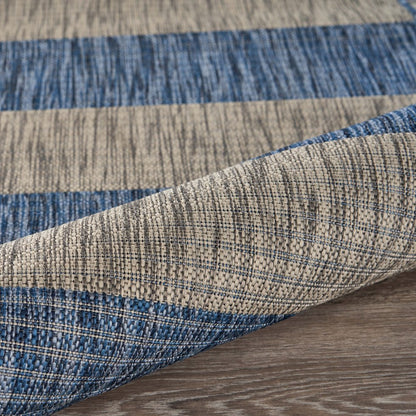 8' X 10' Blue And Gray Indoor Outdoor Area Rug