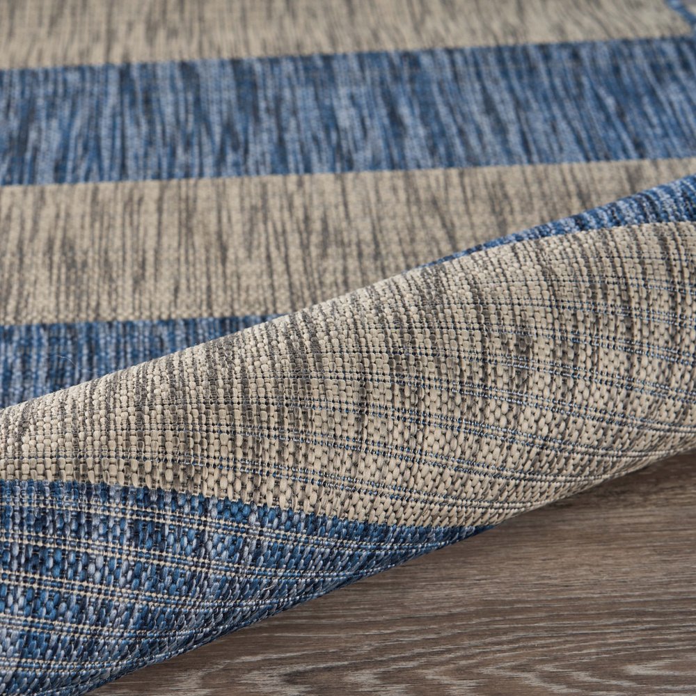 5' X 7' Blue And Gray Indoor Outdoor Area Rug