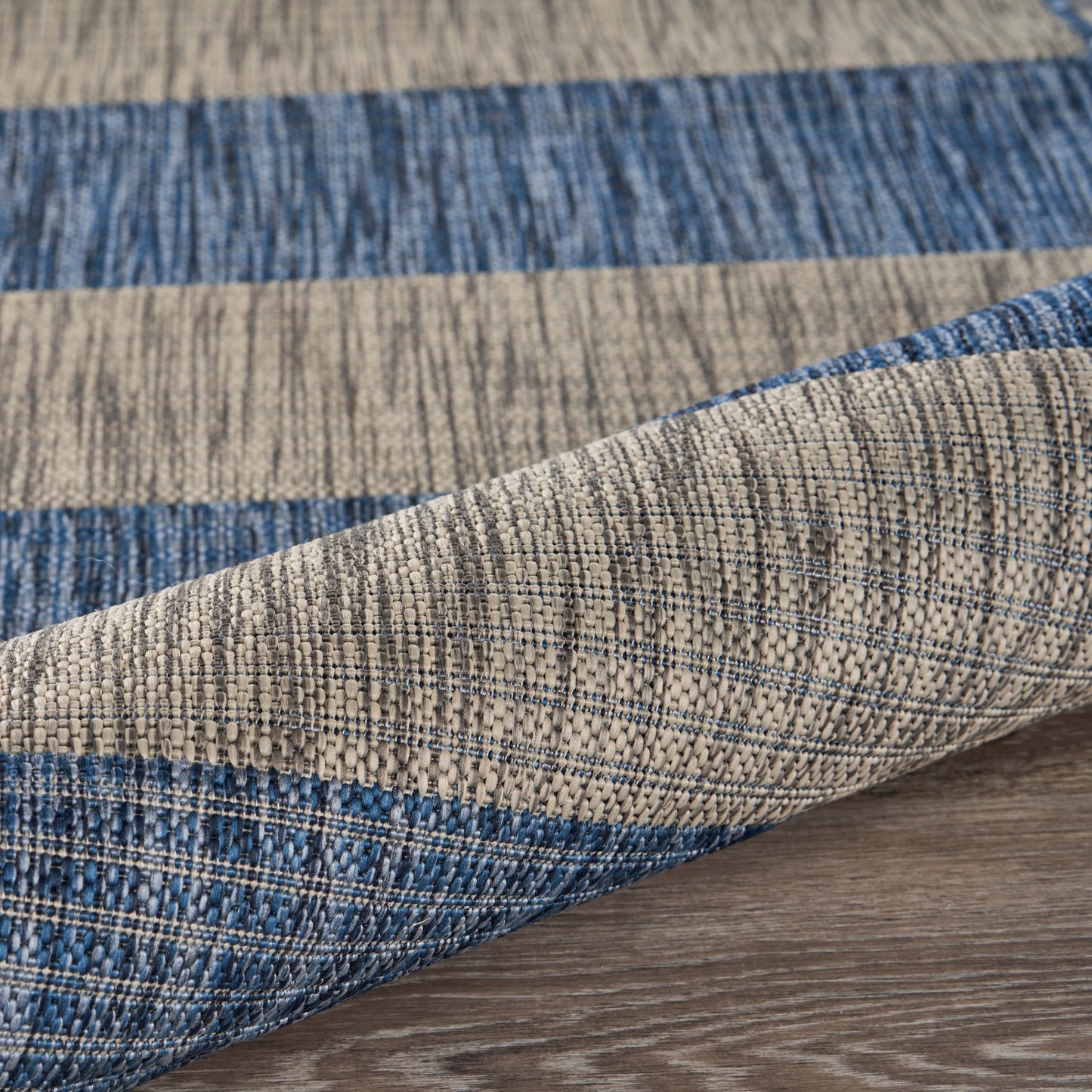 2' X 3' Blue And Gray Striped Indoor Outdoor Area Rug