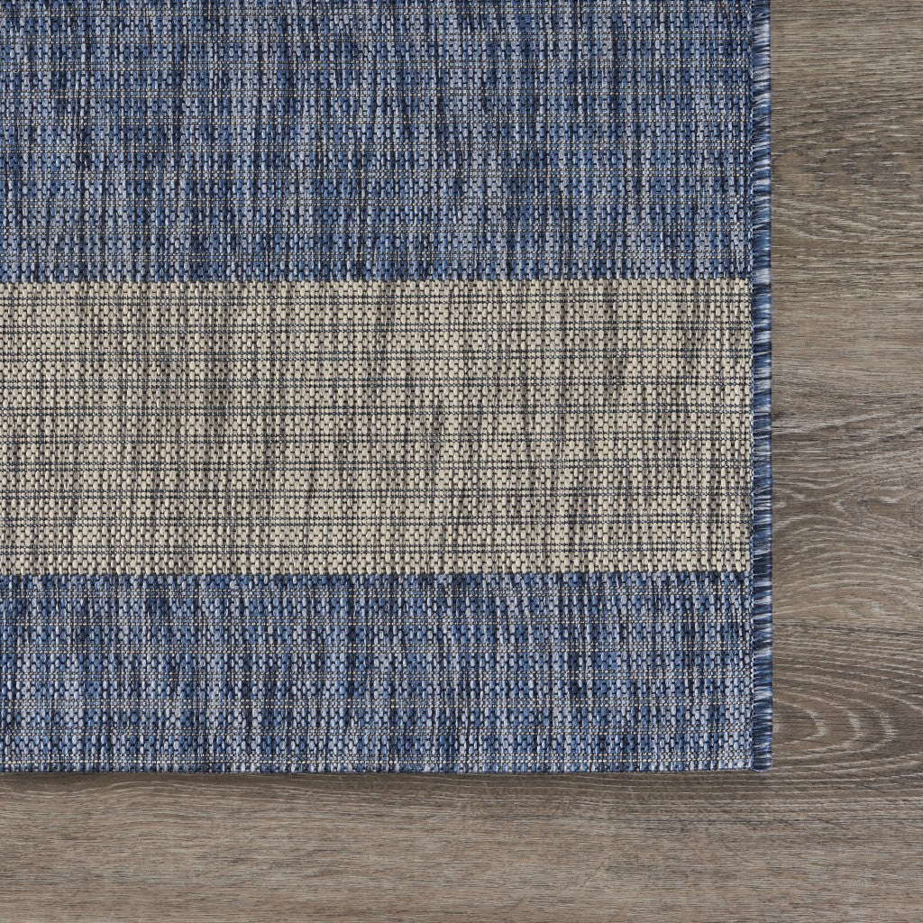 2' X 3' Blue And Gray Striped Indoor Outdoor Area Rug