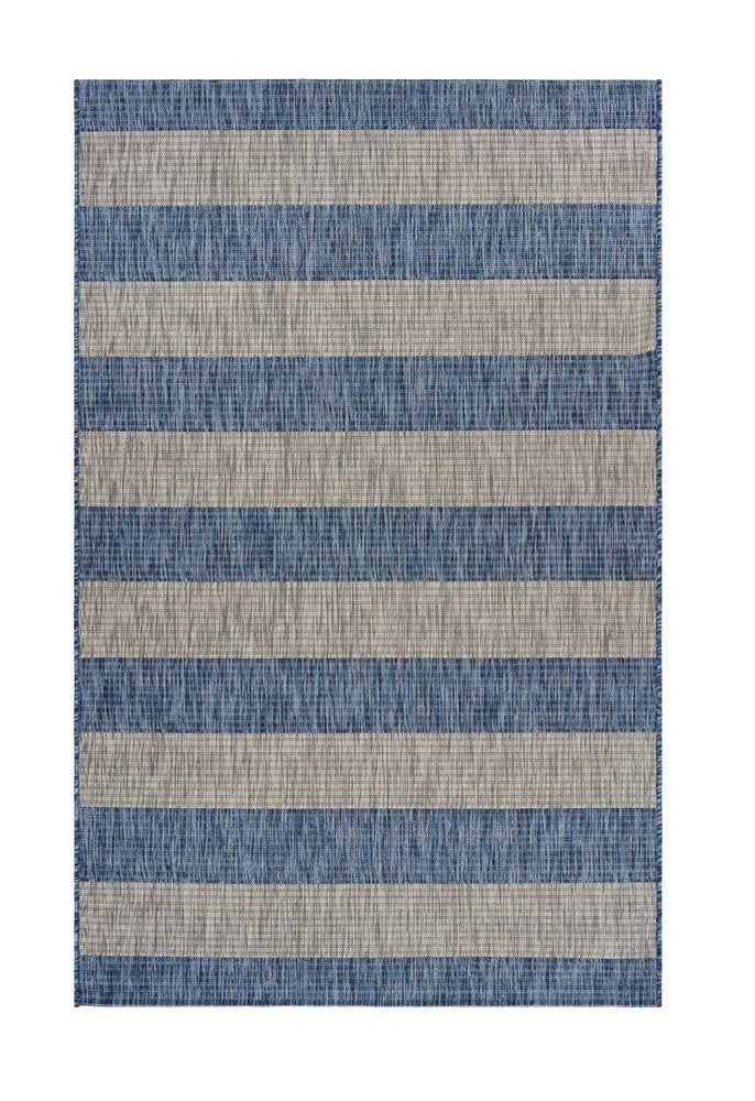 5' X 7' Blue And Gray Indoor Outdoor Area Rug