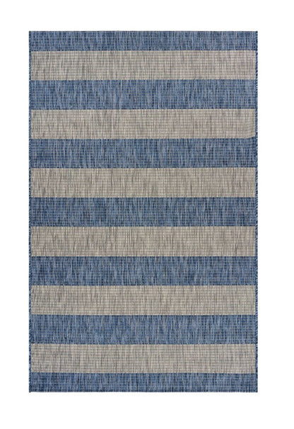 5' X 7' Blue And Gray Indoor Outdoor Area Rug