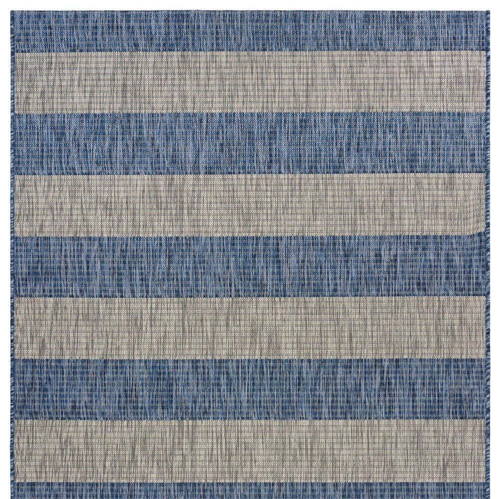 2' X 3' Blue And Gray Striped Indoor Outdoor Area Rug