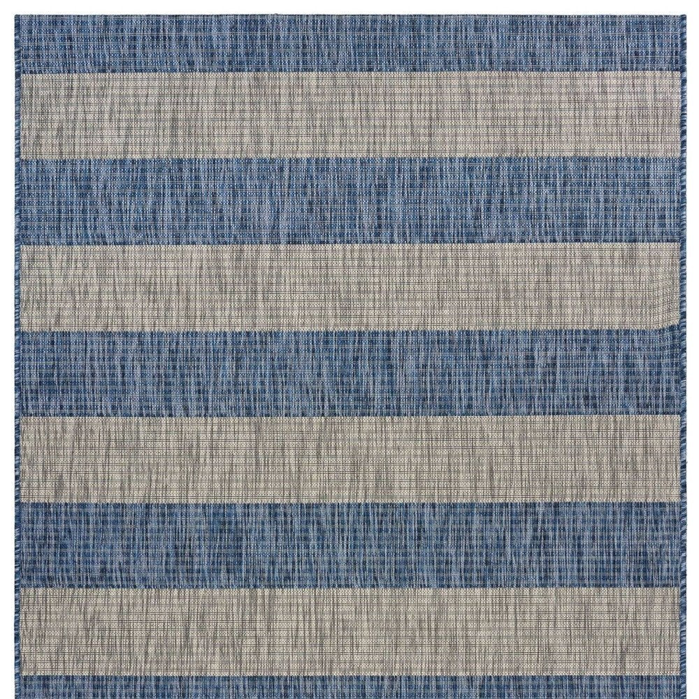 5' X 7' Blue And Gray Indoor Outdoor Area Rug