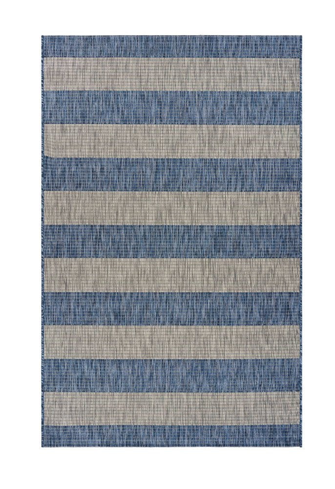 5' X 7' Blue And Gray Indoor Outdoor Area Rug