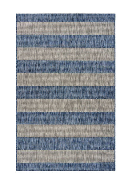 5' X 7' Blue And Gray Indoor Outdoor Area Rug