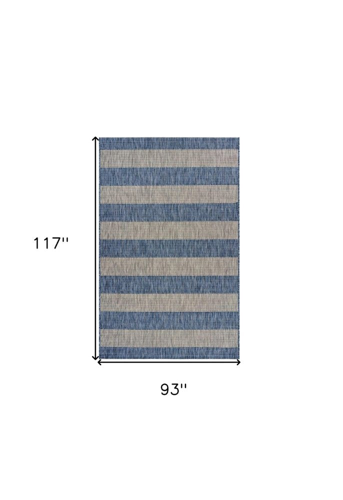 8' X 10' Blue And Gray Indoor Outdoor Area Rug