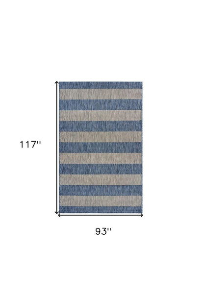 8' X 10' Blue And Gray Indoor Outdoor Area Rug