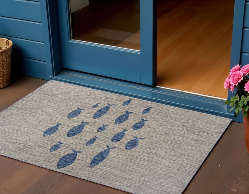 5' X 7' Gray Indoor Outdoor Area Rug