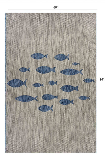 8' X 10' Gray Indoor Outdoor Area Rug