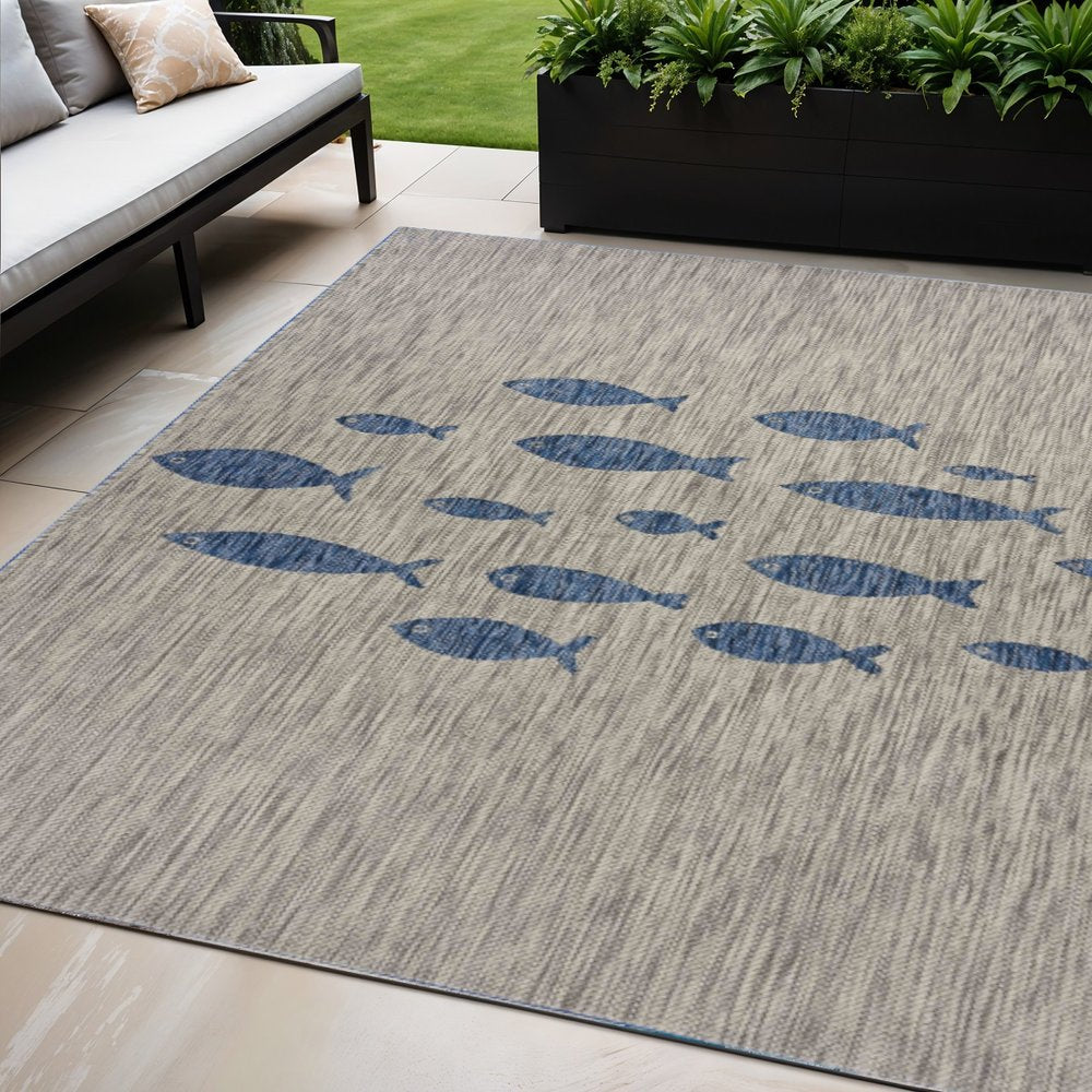 5' X 7' Gray Indoor Outdoor Area Rug