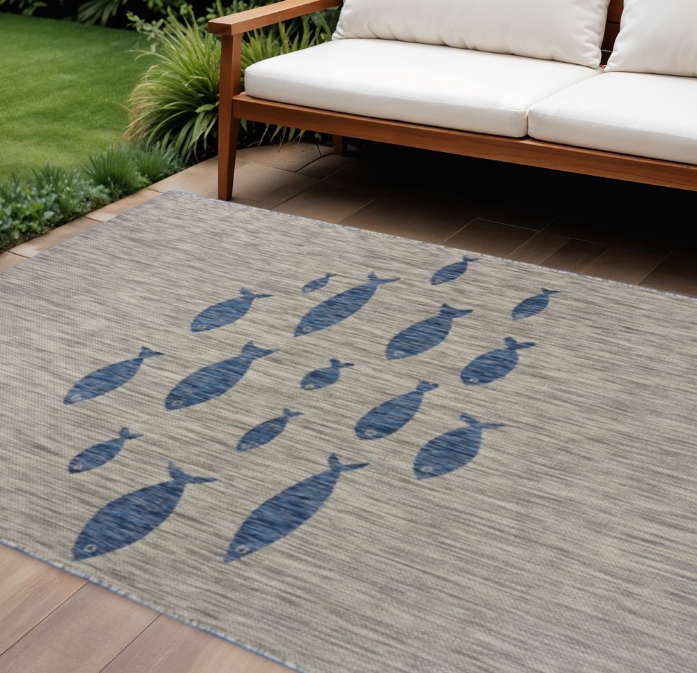 5' X 7' Gray Indoor Outdoor Area Rug