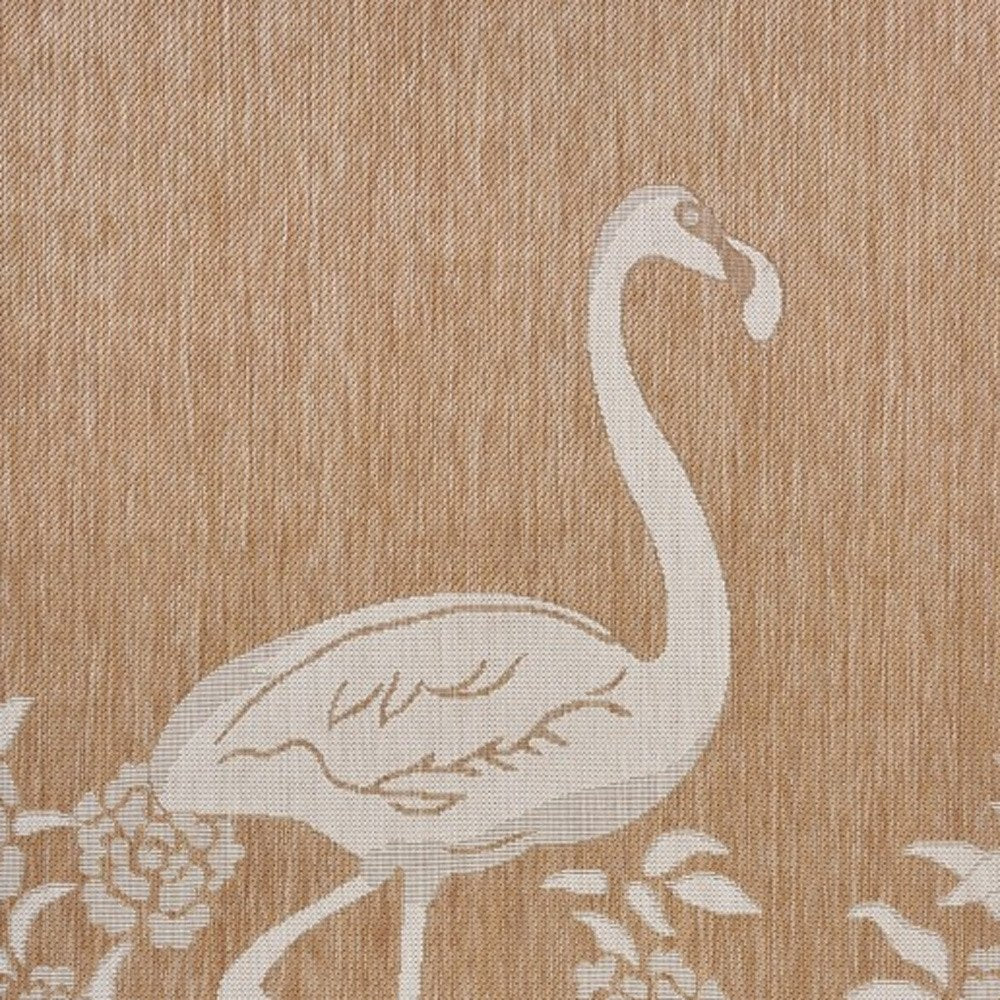 5' X 7' Beige Flamingo Indoor Outdoor Area Rug