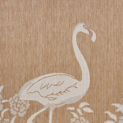 5' X 7' Beige Flamingo Indoor Outdoor Area Rug