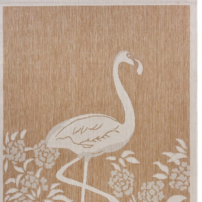 5' X 7' Beige Flamingo Indoor Outdoor Area Rug