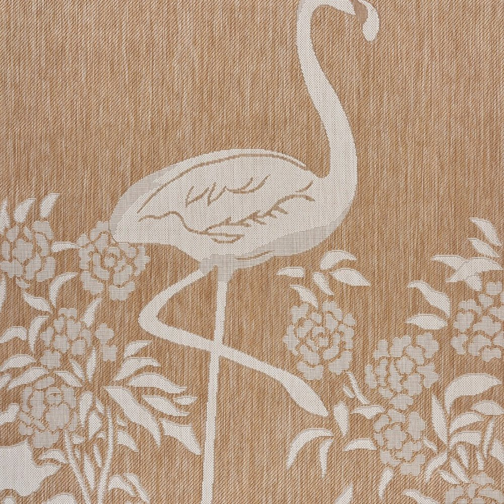5' X 7' Beige Flamingo Indoor Outdoor Area Rug