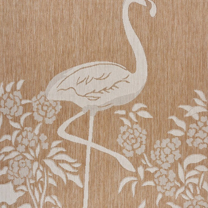 5' X 7' Beige Flamingo Indoor Outdoor Area Rug