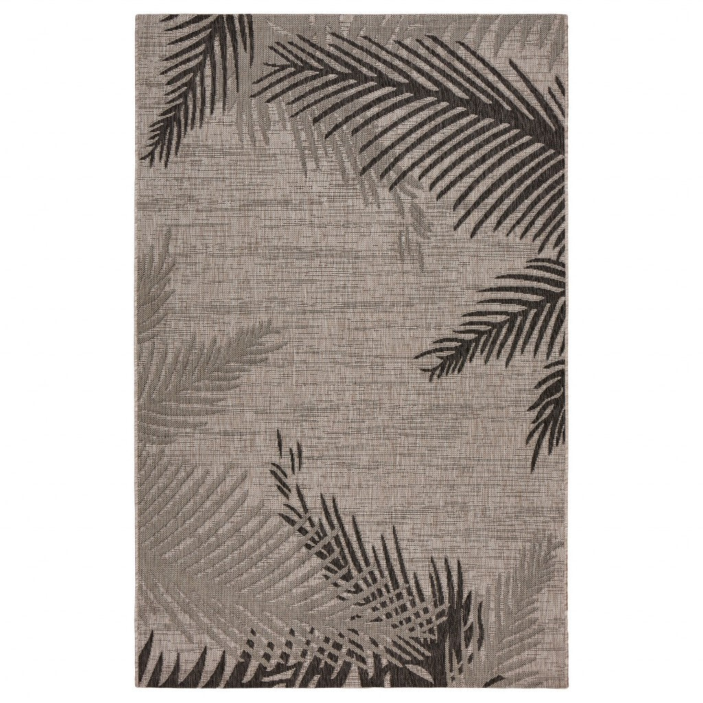 5' X 7' Beige Floral Indoor Outdoor Area Rug