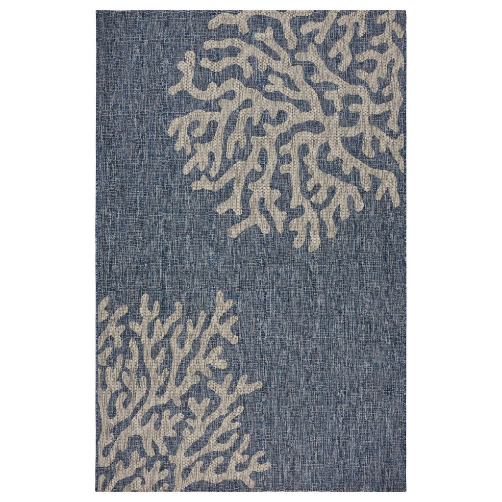 8' X 9' Blue And Gray Indoor Outdoor Area Rug